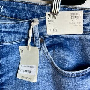 N/WT ana woman High Rise Straight leg raw hem jeans-self fasten- no zip